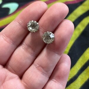 VTG Whimsigoth Clear Rhinestone Pierced Stud Post Costume Jewelry Earrings